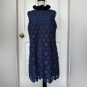 Chic Navy Circle Pattern Midi Dress